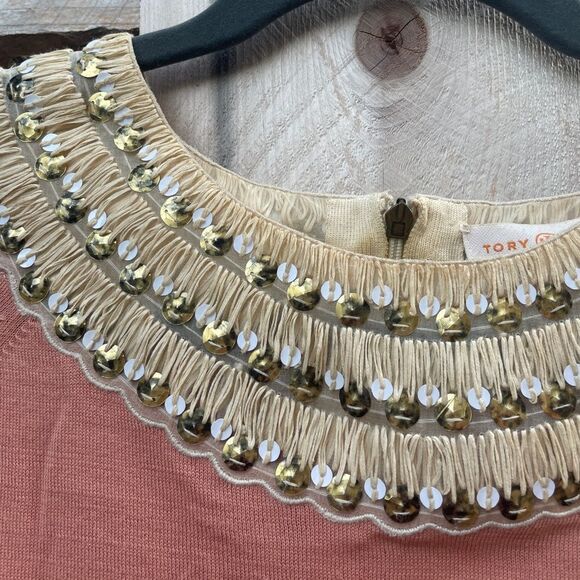 Tory Burch Daisy Embellished-Neck Sweater, Nectar - Picture 4 of 5